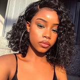 Klaiyi Wet and Wavy Short BOB Glueless Wig Water Wave V Part Wigs Meets Real Scalp Beginner Friendly