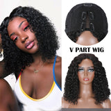 Klaiyi Wet and Wavy Short BOB Glueless Wig Water Wave V Part Wigs Meets Real Scalp Beginner Friendly