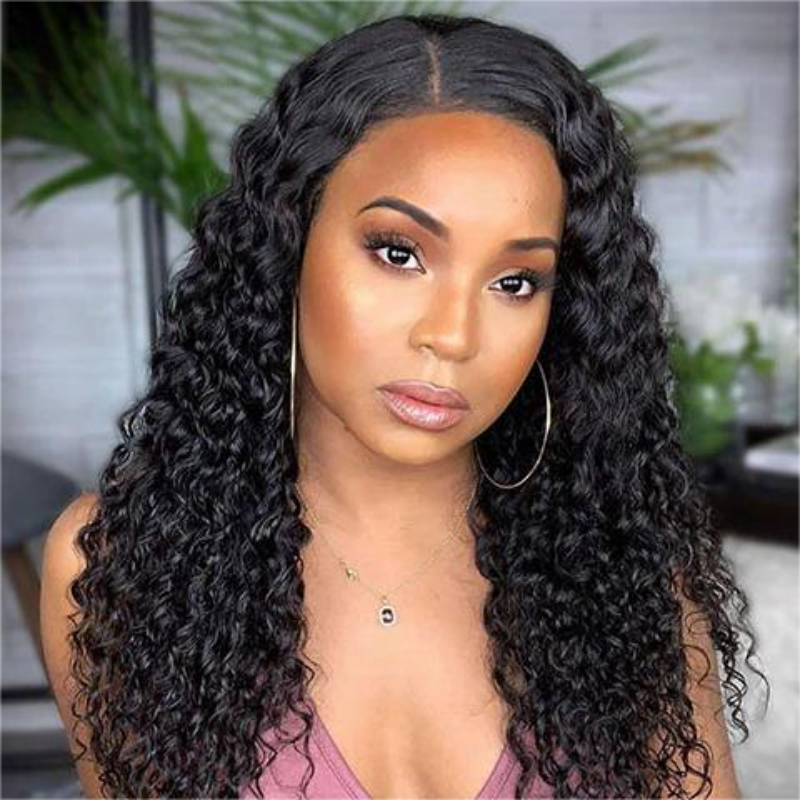Klaiyi Water Wave V part Wigs No Leave Out Natural Scalp Protective Wigs Beginner Friendly