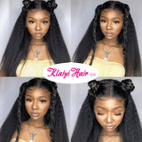 Klaiyi Yaki Straight 5x5 HD Lace Closure Glueless Wig Kinky Straight Human Hair 180% Density