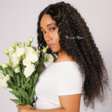 Klaiyi Brazilian Curly Hair 13x4 Lace Frontal Closure Natural Color