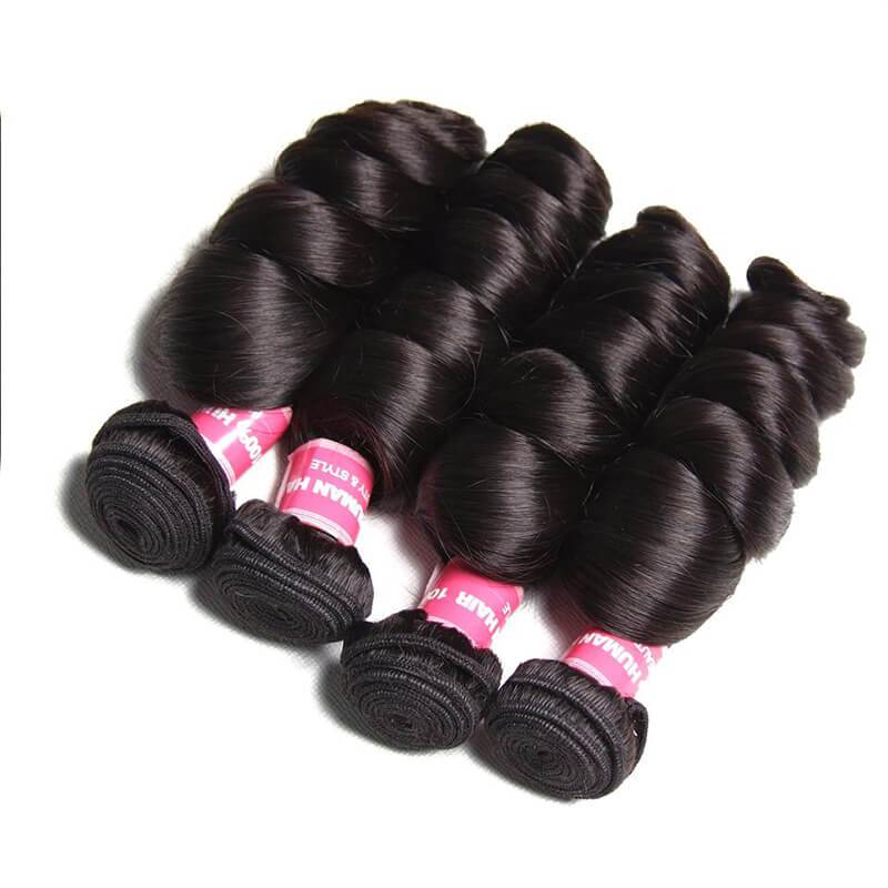 Klaiyi 4 Bundles Malaysian Loose Wave Virgin Hair Weaves