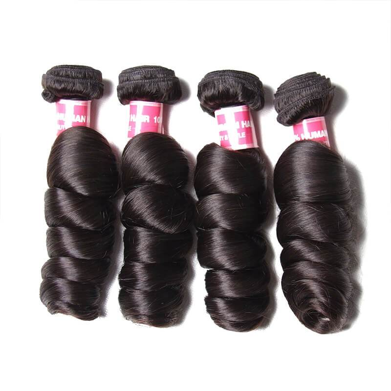 8A Grade Malaysian Loose Wave 4 Bundles with 4*4 Lace Closure-Klaiyi Hair