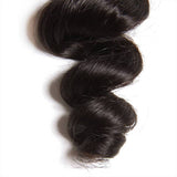 Klaiyi Loose Wave Human Virgin Hair 3 Bundles with 4x4 Closure Natural Color