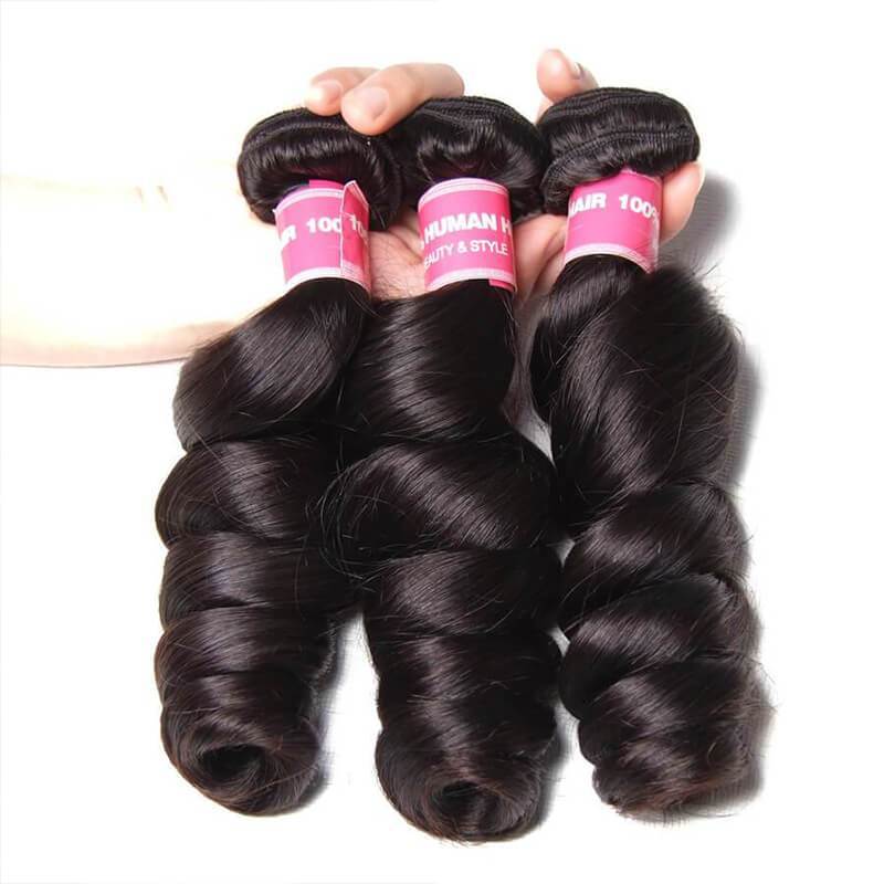 Peruvian Loose Wave  3 Bundles with 13*4 Ear to Ear Lace Frontal Closure-Klaiyi Hair