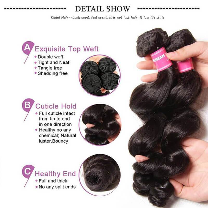 Klaiyi Loose Wave Virgin Hair Weave 3 Bundles Deals Unprocessed Human Hair Extensions Flash Sale