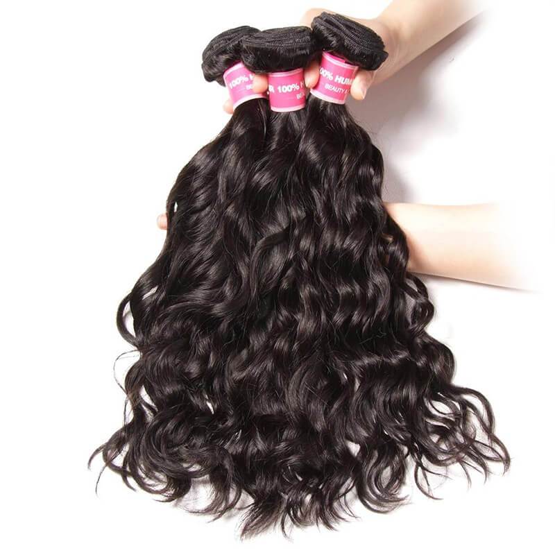 Klaiyi Virgin Hair Natural Wave 4 Bundles Deals Wet and Wavy 100% Human Hair Weave Extensions