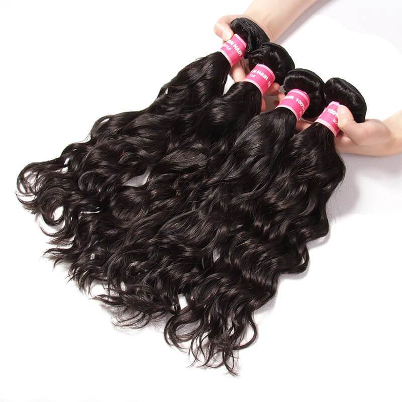 Klaiyi Brazilian Virgin Hair Natural Wave 4 Bundles Human Hair Weaves