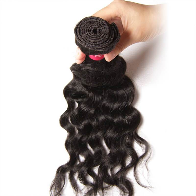 Klaiyi Virgin Hair Natural Wave 4 Bundles Deals Wet and Wavy 100% Human Hair Weave Extensions