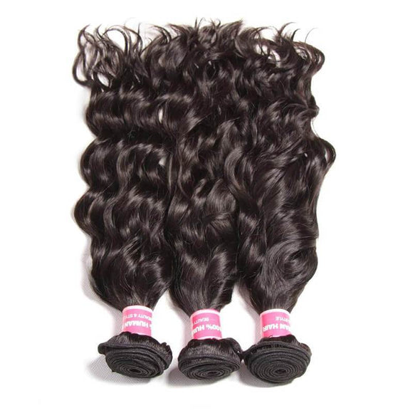 Klaiyi Peruvian Natural Wave 3 Bundles with Lace Closure Deals