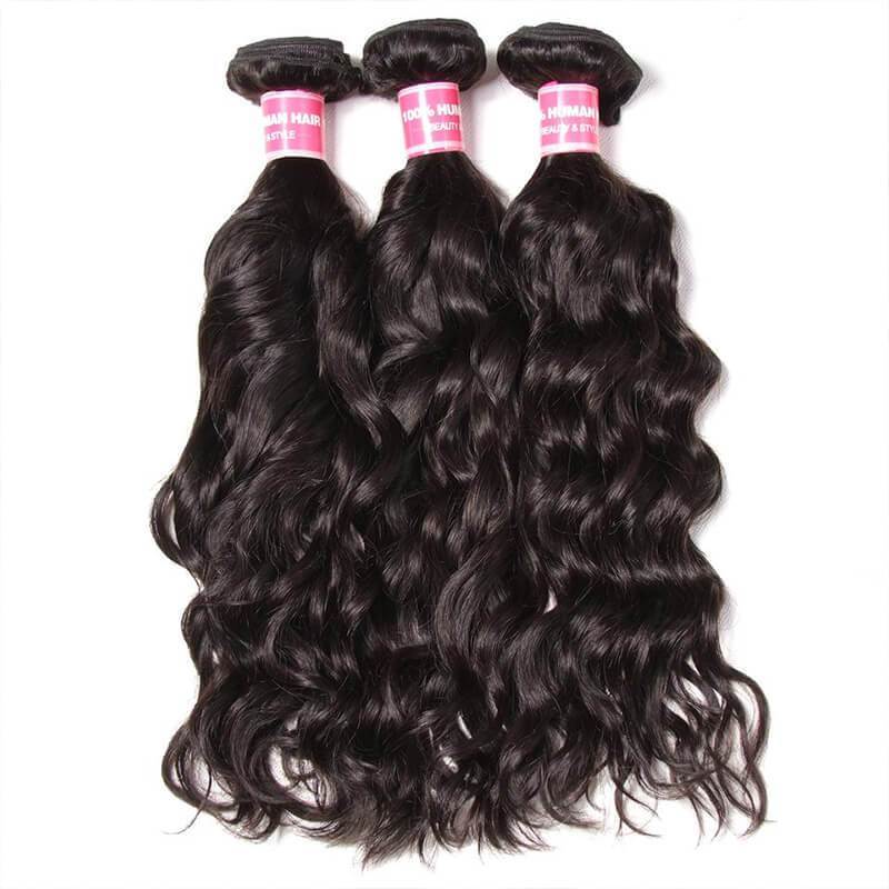 Klaiyi Natural Wave Virgin Human Hair Weave Extensions Wet and Wavy 3 Bundles Deals