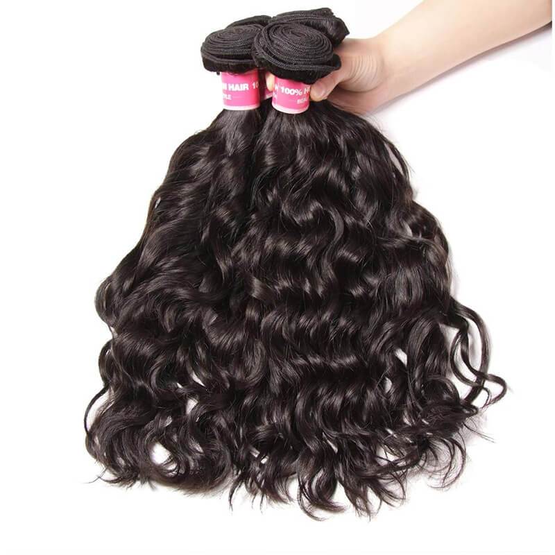 Klaiyi Natural Wave Virgin Human Hair Weave Extensions Wet and Wavy 3 Bundles Deals