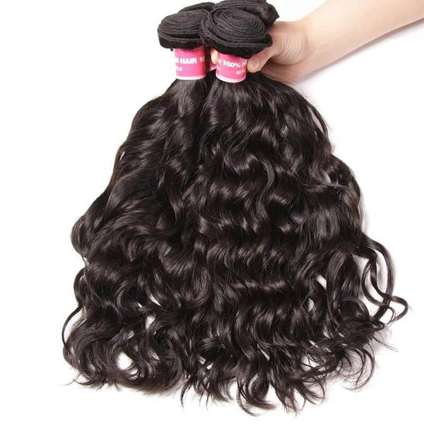 Klaiyi Indian Natural Wave Virgin Human Hair Weave Extensions 3pcs/Pack