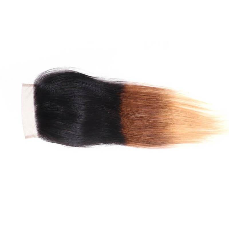 Ombre T1B/4/27 Human Hair Lace Closure 4*4 Straight Hair Closure-Klaiyi Hair