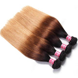 Klaiyi 3 Tone Ombre Straight Human Hair 3 Bundles Weave 1b/4/27 Color