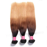 Klaiyi 3 Tone Ombre Straight Human Hair 3 Bundles Weave 1b/4/27 Color