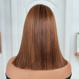 All Length $69 Deals| Klaiyi Brown Golden With Piano Highlights Blunt Cut Bob 13x5 T Part Lace Wig Flash Sale