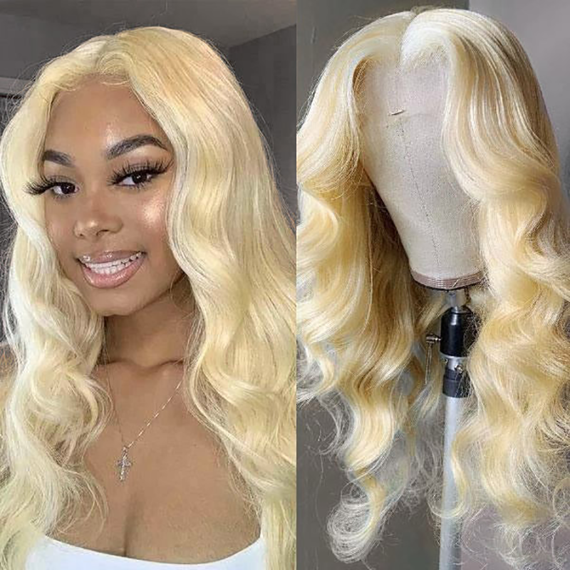 Klaiyi 613 Honey Blonde Body Wave Lace Closure Wig 5*5 HD Glueless Human Hair Wigs 200 Density