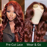 All Wigs Under $100 | Klaiyi Pre-Cut 180% Reddish Brown Color Lace Wig Human Hair Flash Sale