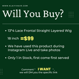 Klaiyi 13x4 Lace Frontal Staight Layered Wig 18" Only $99 Flash Sale