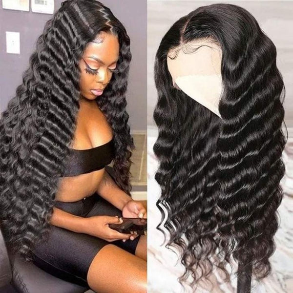 Klaiyi Fumi Bouncy Curly 13x4 Lace Front Wigs Pre Plucked Bleached Knots Human Hair Wigs