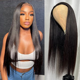 Klaiyi Straight Half Wig Human Hair with Versatile Style Easy Install