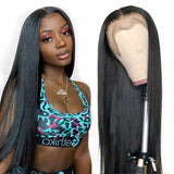 Klaiyi 13x4 Invisible Lace Frontal Straight Hair Wigs Pre Plucked Baybyhair 100% Human Hair Wigs