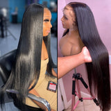 Klaiyi Natural Long Straight Hair 13x4 Lace Frontal Wigs 100% Virgin Human Hair Wigs 150% Density