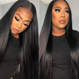 Klaiyi 13x4 Invisible Lace Frontal Straight Hair Wigs Pre Plucked Baybyhair 100% Human Hair Wigs