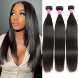 Klaiyi 3 Bundles Brazilian Straight Virgin Human Hair 100% Unprocessed Virgin Human Hair Extension Flash Sale