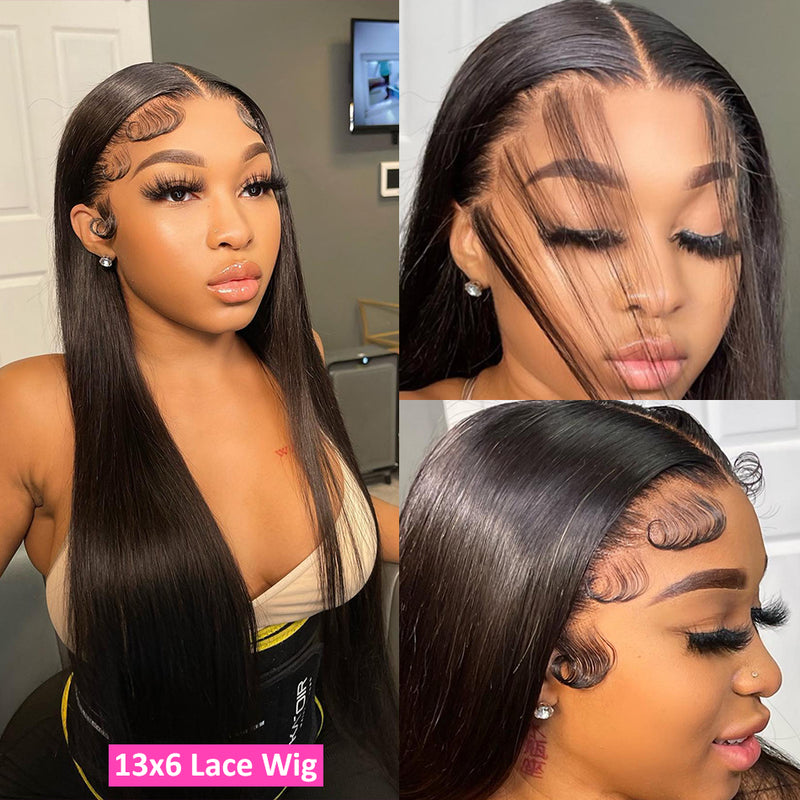 HD Clearance| Klaiyi Best Glueless Wigs 13x6 Invisible HD Lace Front Wigs Straight Human Hair Wigs 180% Density Natural Color Flash Sale