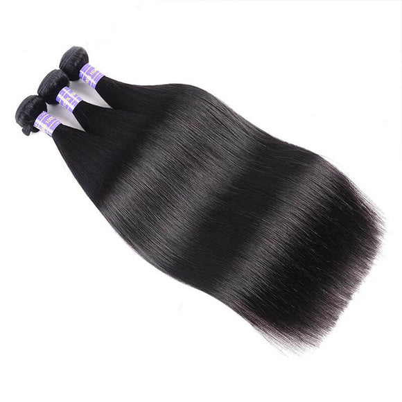 Klaiyi Remy Hair Cheveux Brésiliens Lisses, 3 paquets/ensemble, Tissages en Cheveux Humains, Gamme Jeunesse