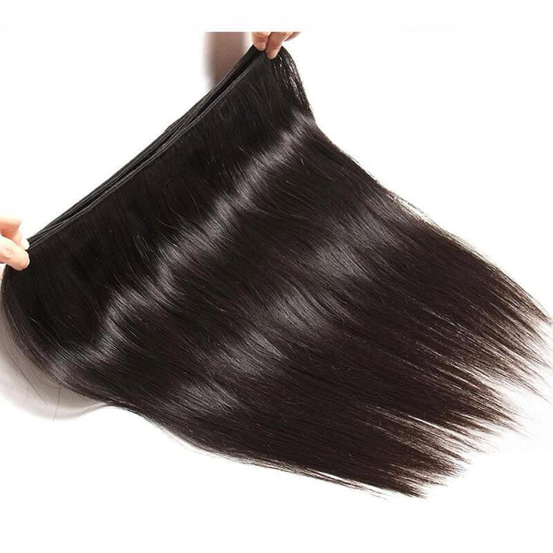 Peruvian Straight Hair 4 Bundles with Lace Frontal Closure Deals- Klaiyi Hair