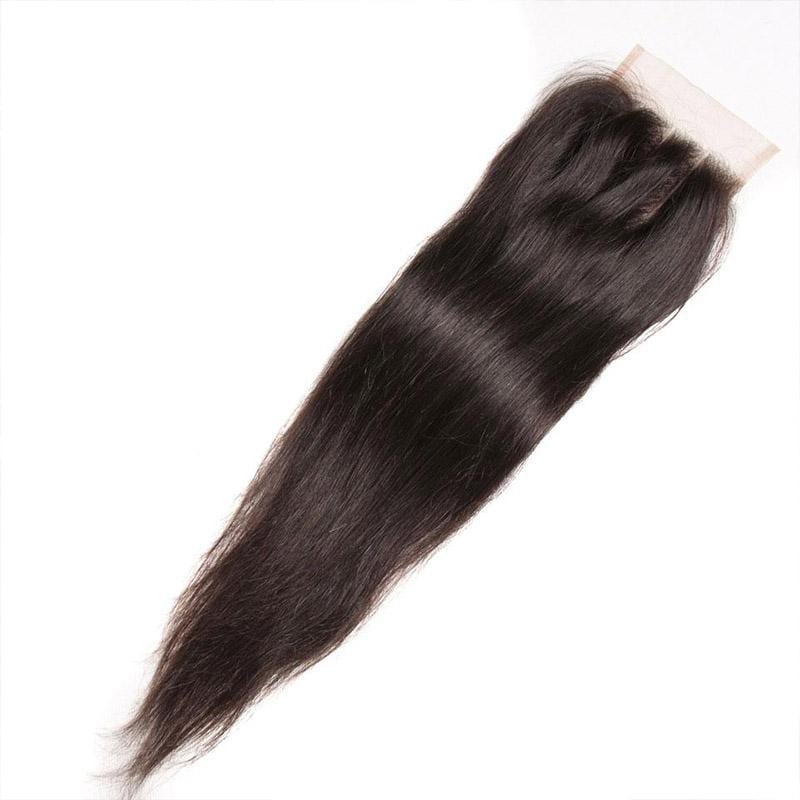 Klaiyi Indian Straight Hair 3 Pcs with 4*4 Lace Closure Deals