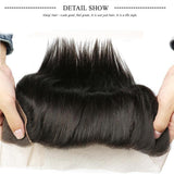 Klaiyi Malaysian Straight Hair Weave 3 Bundles with Ear to Ear Lace Frontal Closure