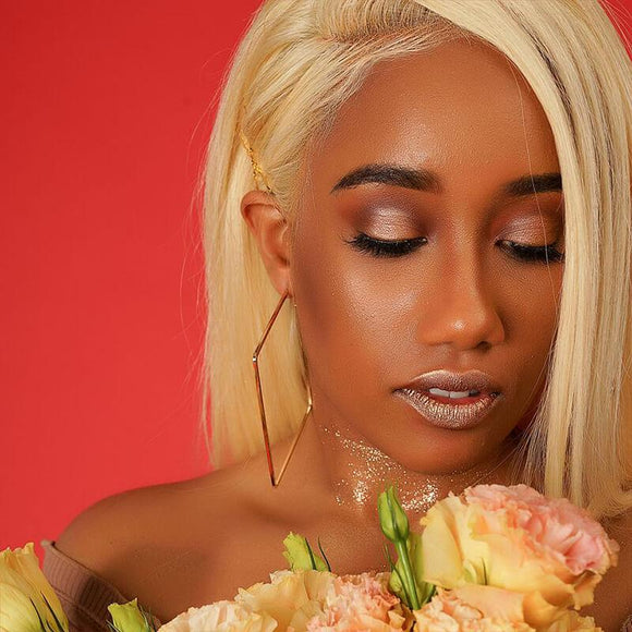 Klaiyi 613 Blonde Straight  Human Hair 3 Bundles with 13*4 Lace Frontal Closure