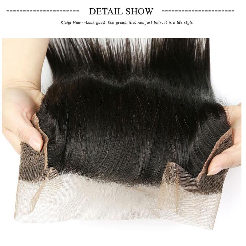Indian Straight Hair 4 Bundles with Lace Frontal Closure Deals- Klaiyi Hair