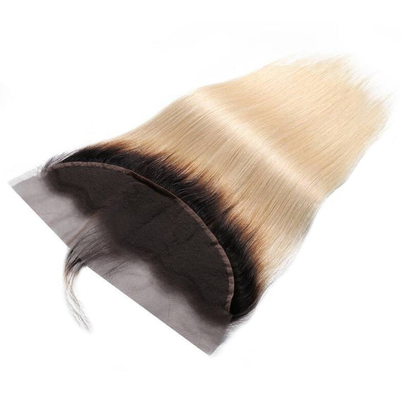 Klaiyi 1B/613 Cheveux raides ombrés, lot de 3 paquets avec closure frontale 13*4, extensions de cheveux humains bicolores à vendre