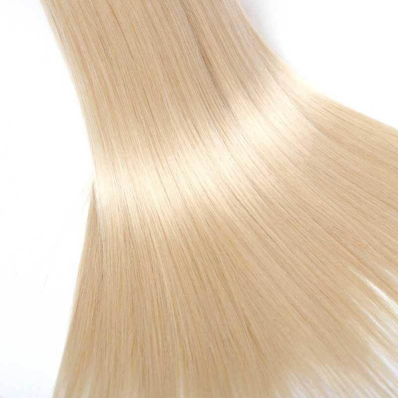 Klaiyi 4 Bundles Straight Ombre Hair Weave 1b/613, 2 Tone Color Ombre Human Hair Extensions