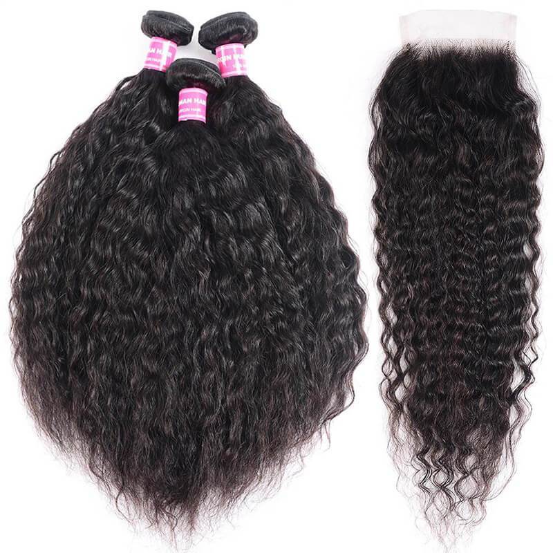 Klaiyi Hair 8A Brazilian Super Wave Lace Closure Free Part 4*4 Front Closure Pre Plucked