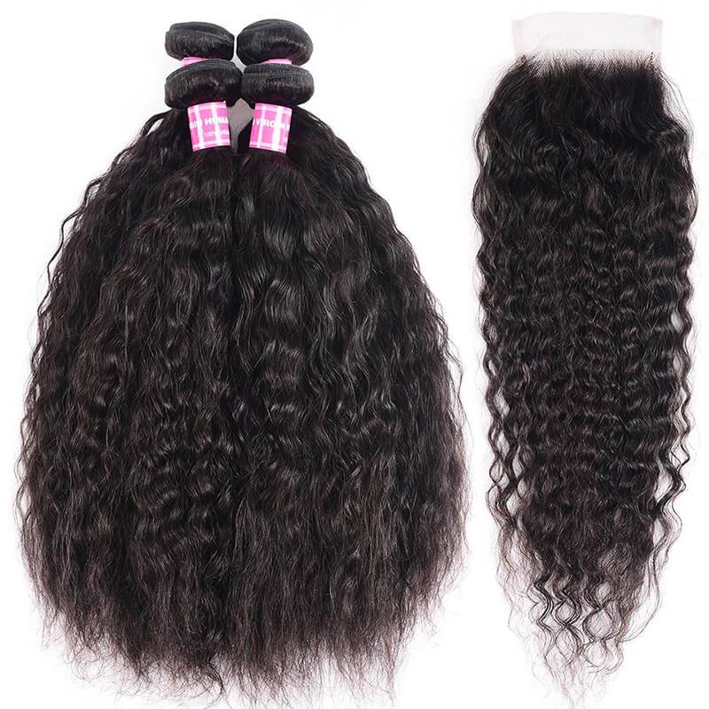 Klaiyi Hair 8A Brazilian Super Wave Lace Closure Free Part 4*4 Front Closure Pre Plucked