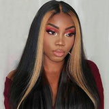 Klaiyi 100% High Quality Virgin Human Hair Straight Hair Wigs Lace Part Wig TL27 Color Hair Wigs