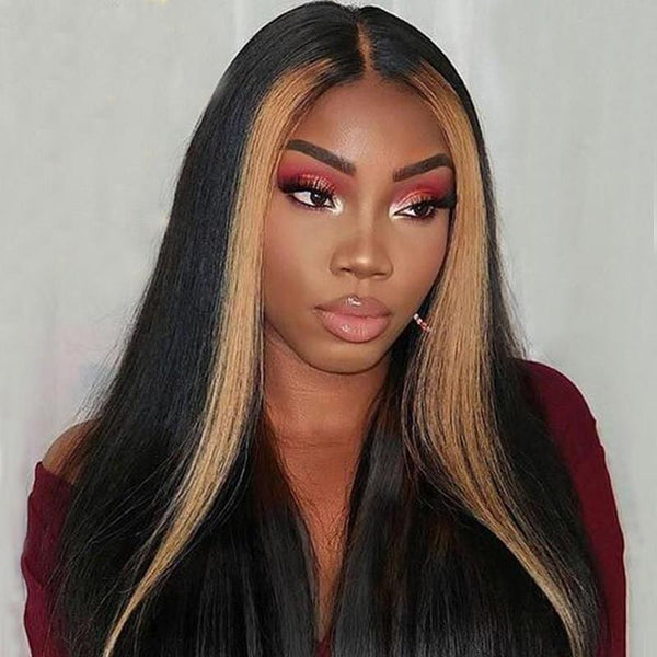 Free Fast Shipping | High Quality Virgin Human Hair Straight Hair Wigs Lace Part Wig TL27 Color Hair Wigs
