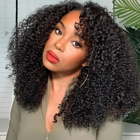 Klaiyi Kinky Curly V Part Wigs Meets Real Scalp Beginner Friendly Glueless No Lace Wigs