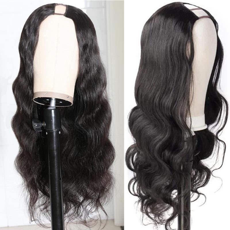 Klaiyi U Part Super Easy Affordable Glueless Body Wave Wigs 100% Human Hair Wigs