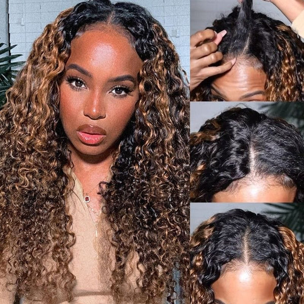 Balayage Water Wave Glueless V Part Wig No Leave Out 60% Off Clearance