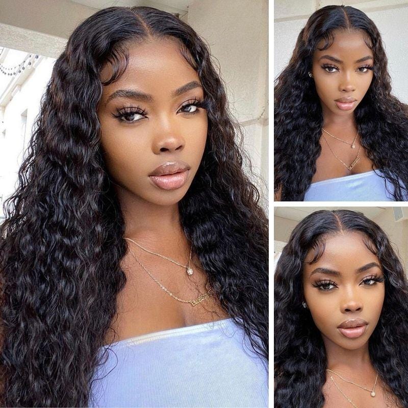 Klaiyi Best Wavy Water Wave Lace Front Wigs 100% Virgin Human Hair 150% Density