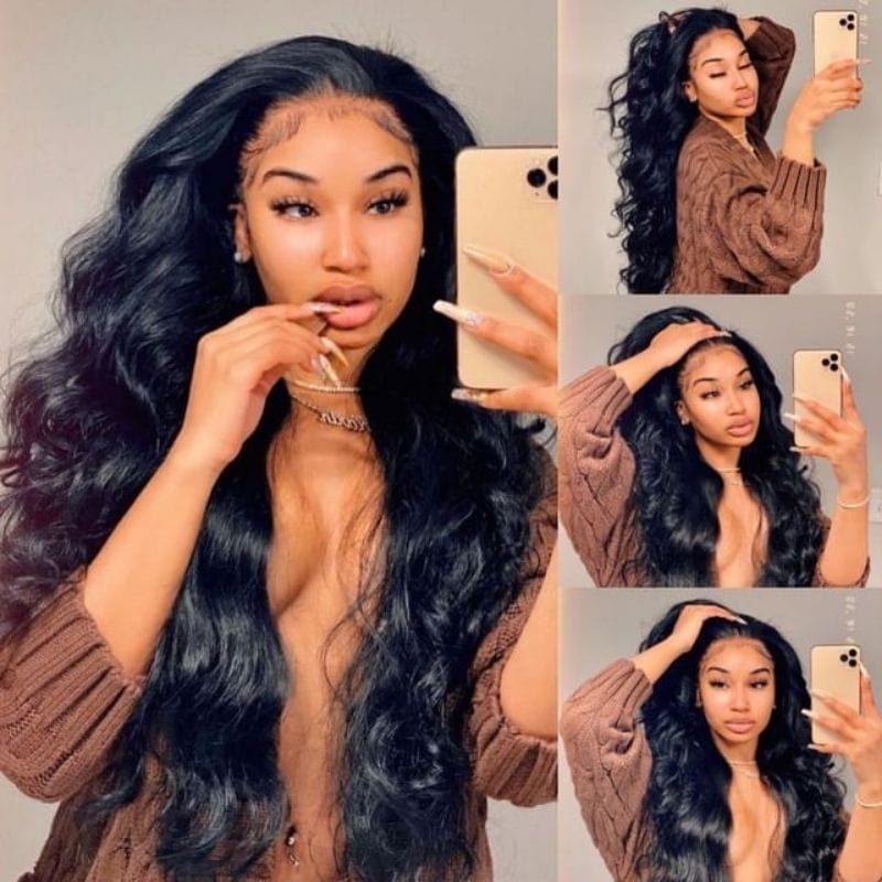 Klaiyi Body Wave Human Hair Wigs 13x4 Transparent Lace Front Wigs Pre everything Wig