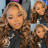 Klaiyi Ombre Highlight T Part Lace Front Wig Body Wave Or Jerry Curl Natural Density Flash Sale