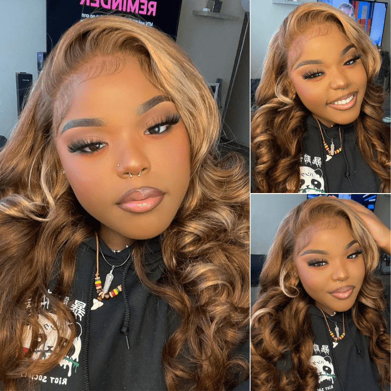 Klaiyi Ombre Highlight T Part Lace Front Wig Body Wave Or Jerry Curl Natural Density Flash Sale